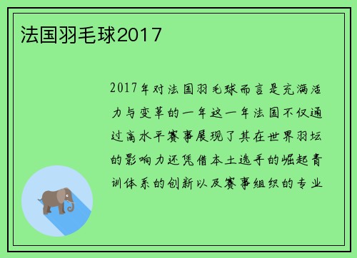 法国羽毛球2017
