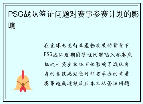 PSG战队签证问题对赛事参赛计划的影响